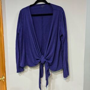 Alo purple tie front lightweight Bamboo blend cardigan size M